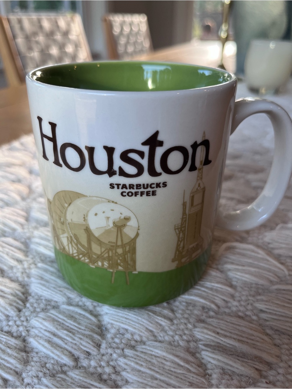 NWOT Starbucks White and Green Houston City Ceramic Mug